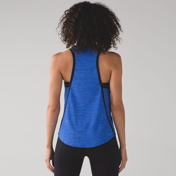 LULULEMON On Track Singlet Heathered Cerulean Blue No Size Tag/ Dot Check Measu - Picture 2 of 10